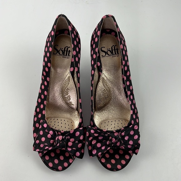 Söfft Black with Pink Polka Dot Retro Heels - Picture 3 of 9